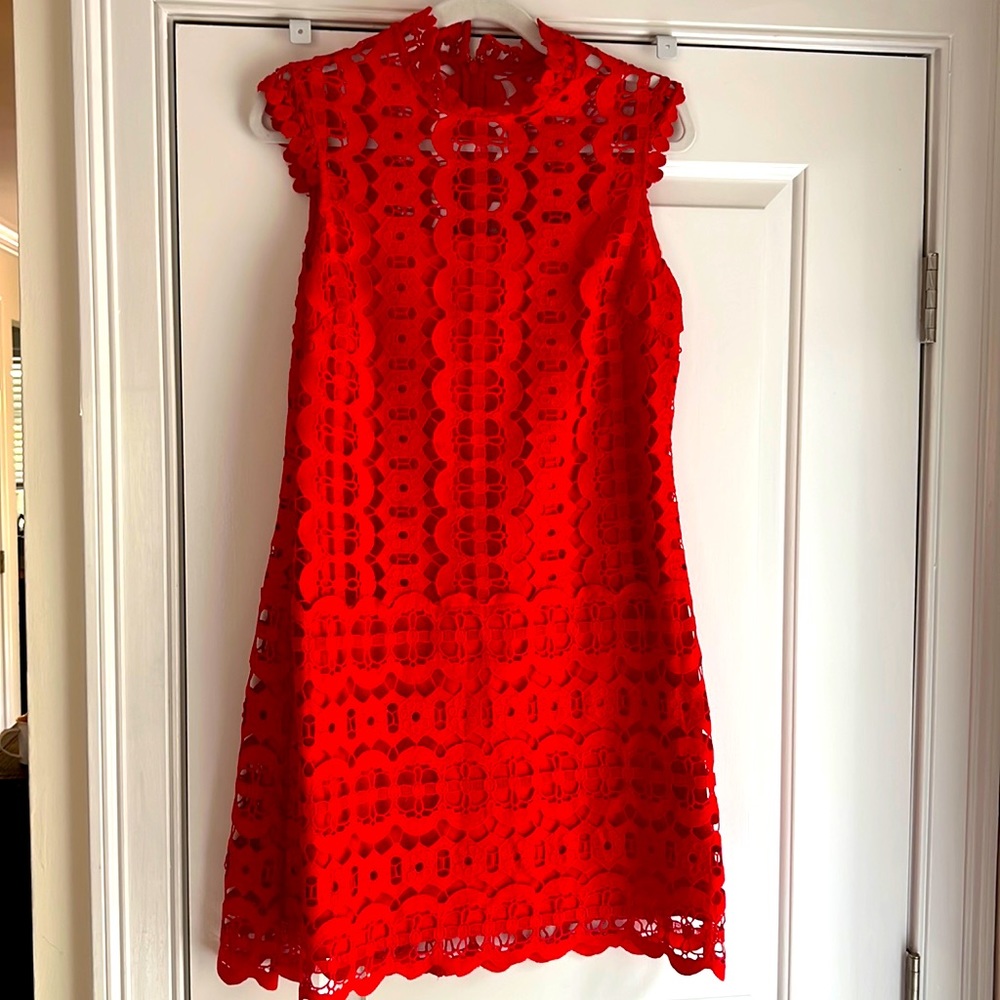 Laundry Dress Size 10 bright red lace dress